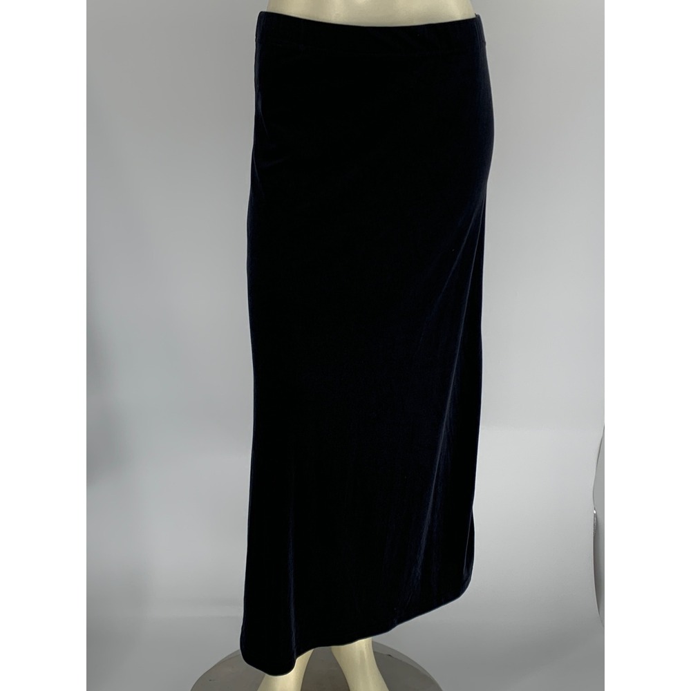 Basic Editions Womens‎ Black Velvet Maxi Skirt Elastic Waist Stretch Size Small